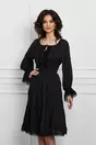 Rochie Isabela neagra cu volane si dantela