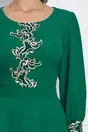 Rochie Ivona verde cu broderie bej