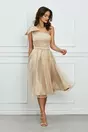 Rochie eleganta din tull ivory cu funda pe umar
