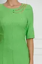 Rochie Izabela verde cu accesoriu metalic tip lant