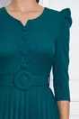 Rochie Jasmin verde cu nasturi la bust si curea in talie
