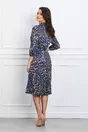 Rochie Jasmine albastra cu animal print maro