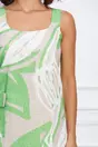 Rochie Jasmine verde cu imprimeu bej si buzunar