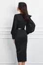 Rochie Jesica neagra din neopren cu accesoriu pe umar si curea