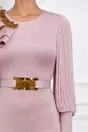 Rochie Jesica roz din neopren cu accesoriu pe umar si curea