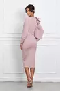 Rochie Jesica roz din neopren cu accesoriu pe umar si curea