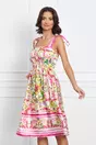 Rochie Josephine cu imprimeuri fucsia