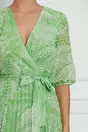 Rochie Julia verde cu imprimu alb si fusta plisata