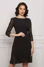 Rochie Kate neagra cu volan la baza si insertii aurii