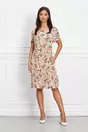 Rochie Kira bej cu imprimeu floral roz