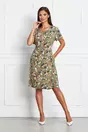 Rochie Kira verde cu imprimeu floral oranj