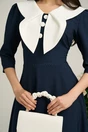 Rochie LaDonna bleumarin clos de ocazie cu guler maxi si nasturi perluta