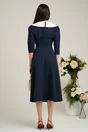 Rochie LaDonna bleumarin clos de ocazie cu guler maxi si nasturi perluta