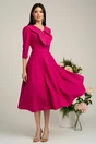 Rochie LaDonna fucsia clos de ocazie cu guler maxi si nasturi perluta