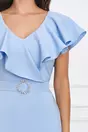 Rochie LaDonna lunga bleu cu volan si cordon in talie