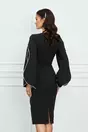 Rochie LaDonna neagra cu strasuri pe maneci