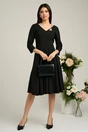 Rochie LaDonna neagra midi cu decolteu adanc si brosa detasabila, 4, dyfashion.ro