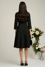 Rochie LaDonna neagra midi cu decolteu adanc si brosa detasabila, 2, dyfashion.ro