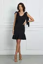 Rochie LaDonna neagra scurta cu volan la baza si funde la umeri