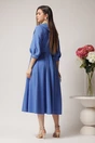 Rochie LaDonna office din stofa bleu cu bust petrecut si rever