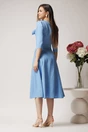 Rochie LaDonna office din stofa bleu cu funda la bust