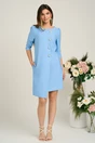 Rochie LaDonna office din stofa bleu cu nasturi perlati