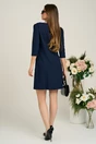 Rochie LaDonna office din stofa bleumarin cu floare pe umar