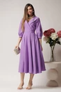Rochie LaDonna office din stofa lila cu bust petrecut si rever