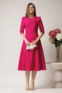 Rochie LaDonna office din stofa magenta cu funda la bust