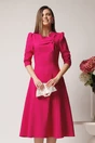 Rochie LaDonna office din stofa magenta cu funda la bust