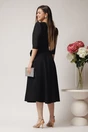 Rochie LaDonna office din stofa neagra cu flori maxi pe buzunare