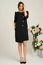 Rochie LaDonna office din stofa neagra cu nasturi perlati