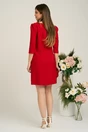 Rochie LaDonna office din stofa rosie cu floare pe umar
