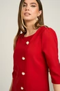 Rochie LaDonna office din stofa rosie cu nasturi perlati