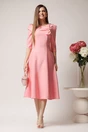 Rochie LaDonna office din stofa roz cu funda la bust
