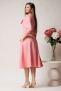 Rochie LaDonna office din stofa roz cu funda la bust
