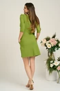 Rochie LaDonna office din stofa verde cu floare pe umar