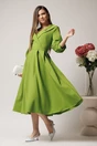 Rochie LaDonna office din stofa verde lime cu bust petrecut si rever
