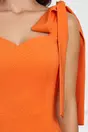 Rochie LaDonna orange scurta cu volan la baza si funde la umeri