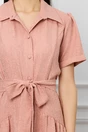 Rochie LaDonna roz prafuit cu cordon in talie