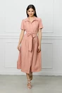 Rochie LaDonna roz prafuit cu cordon in talie
