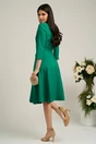 Rochie LaDonna verde midi cu decolteu adanc si brosa detasabila
