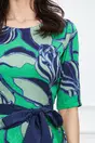 Rochie Larisa verde cu imprimeuri bleumarin
