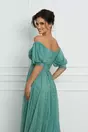 Rochie Lauren lunga verde mint cu glitter si umeri goi