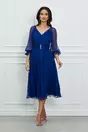 Rochie Leonard Collection albastra din matase naturala