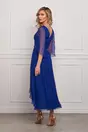Rochie Leonard Collection albastra din matase naturala accesorizata cu strasuri la bust