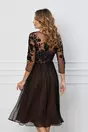 Rochie Leonard Collection neagra din matase cu dublura maro