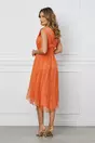 Rochie Leonard Collection orange din matase naturala cu strasuri la bust