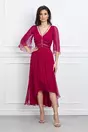 Rochie Leonard Collection roz zmeura din matase naturala accesorizata cu strasuri la bust