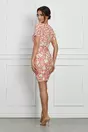 Rochie Liana ivory cu imprimeu fucsia si galben